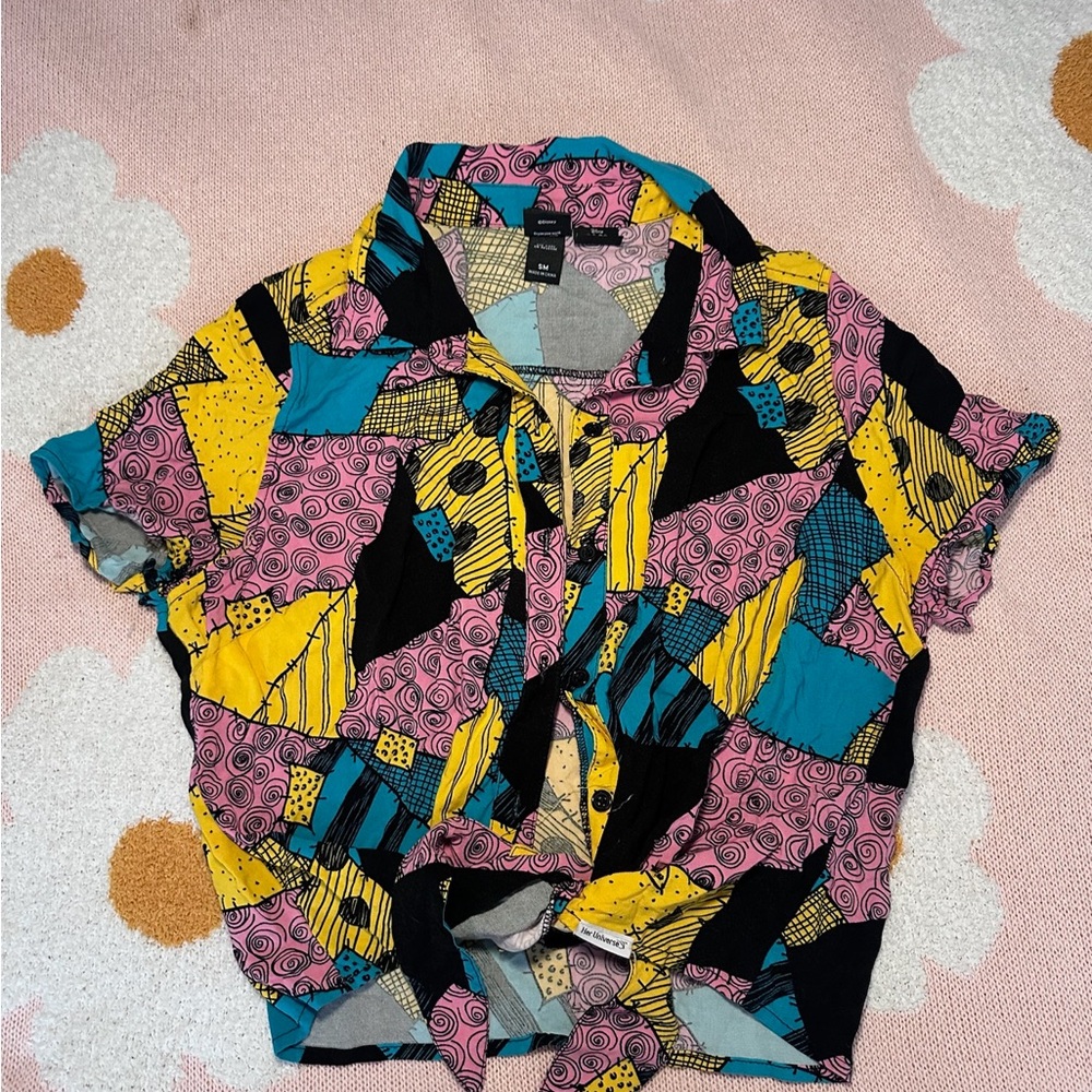 Disney Parks Halloween Sally Her Universe Button Down Tie Front Shirt - Small